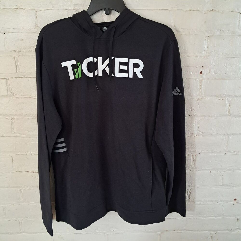 Adidas Mens M Black Lightweight Hoodie DZ7168 Tiicker Logo NWT flawed Sweatshirt